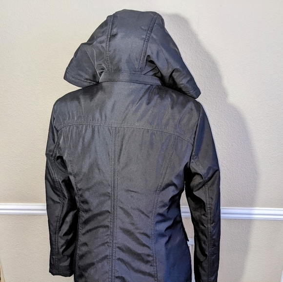 Faux Fur Black Quilted Winter Coat with Detachable Hood NWT - Picture 5 of 11